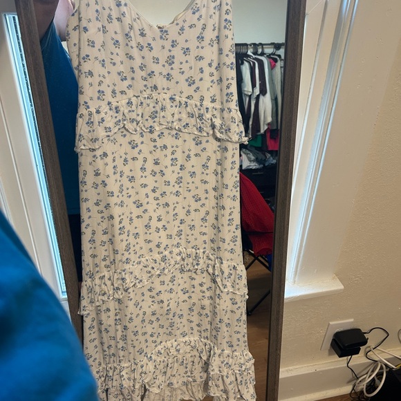 BLUE & WHITE FLORAL POCKETED MAXI DRESS main image 0